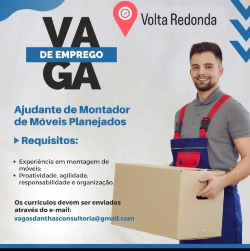 1 Vaga de emprego para Ajudante De Montador De Móveis Planejados na Cidade Volta Redonda em 22/09