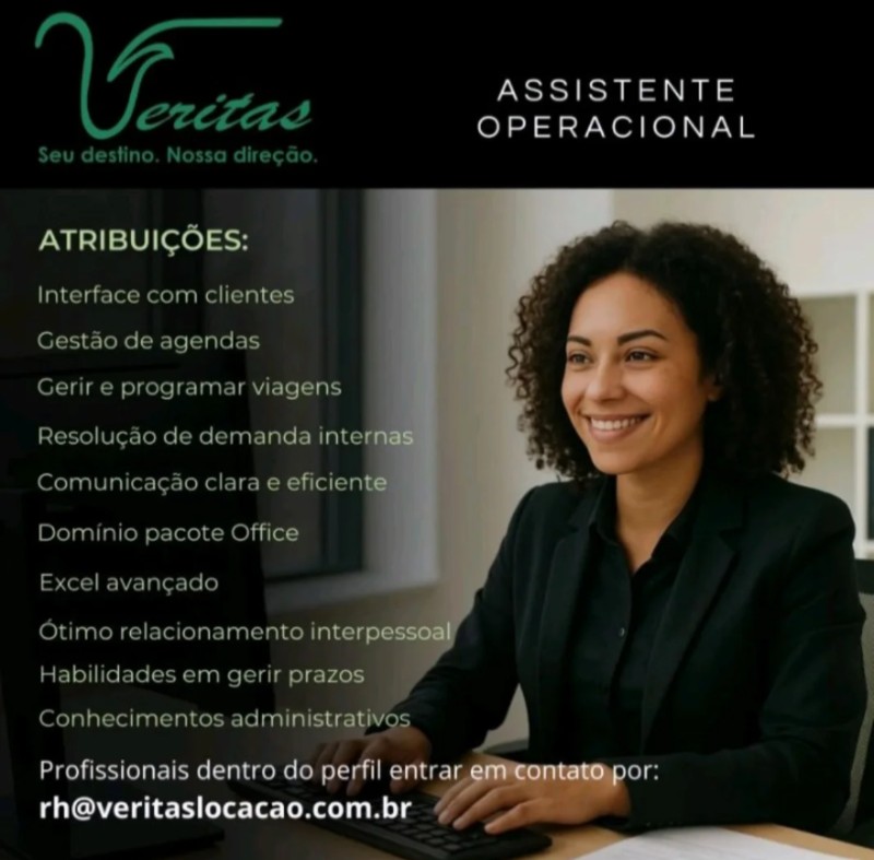 1 Vaga de emprego para Assistente Operacional na empresa Veritas em 22/09