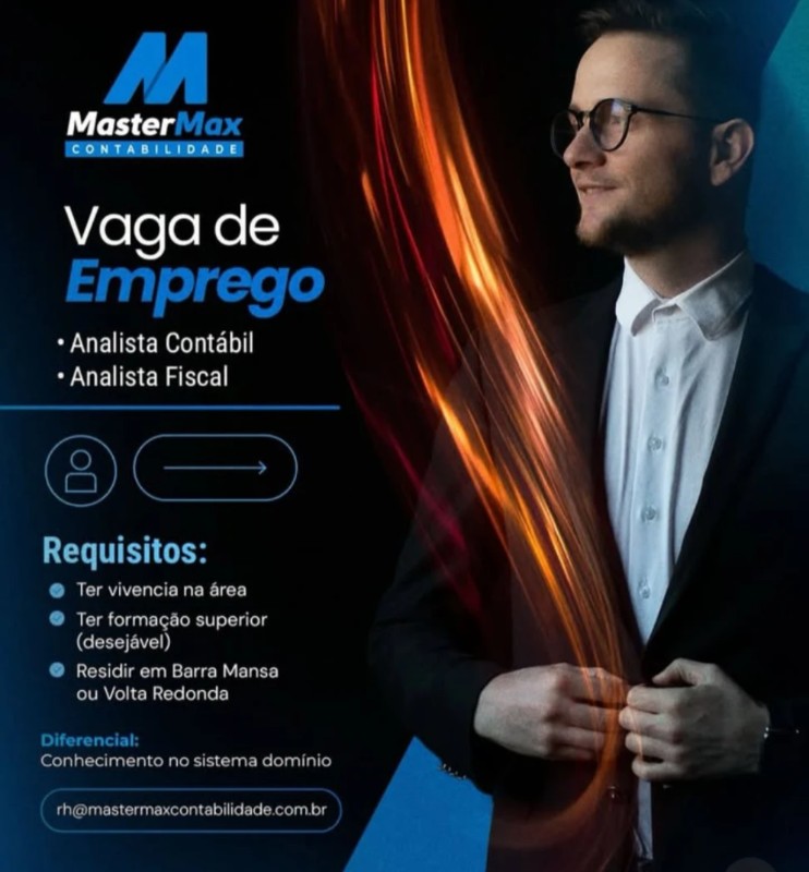 2 Vagas de emprego para Analista Contábil, Analista Fiscal sem experiência na empresa Mastermax Contabilidade, Barra Mansa Ou Volta Redonda em 22/09