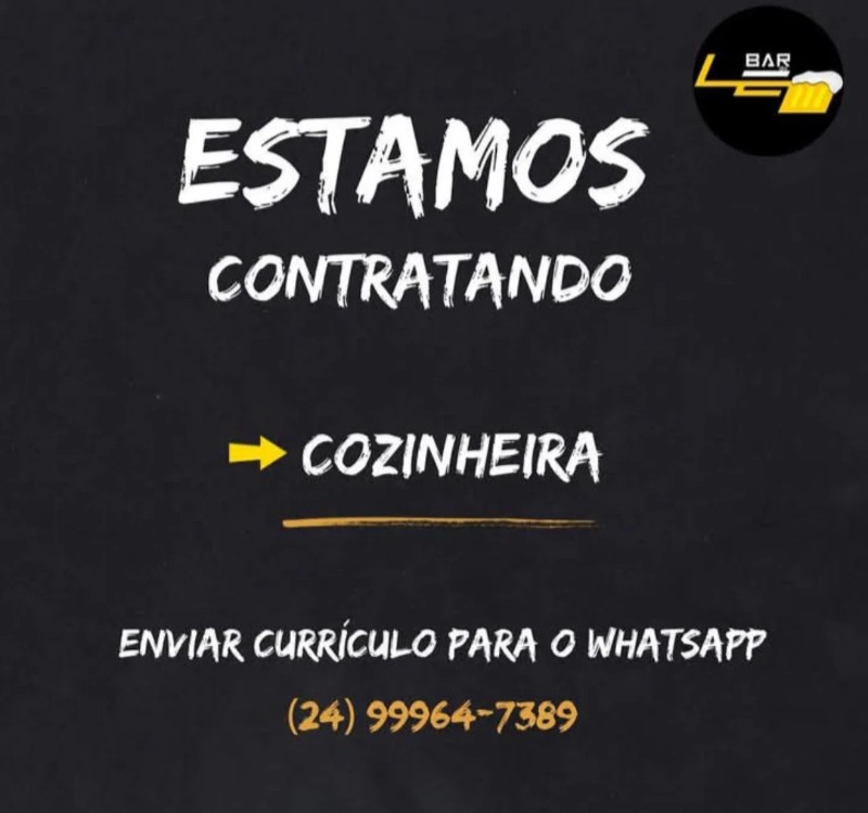 1 Vaga de emprego para Cozinheira na empresa Bar em 22/09