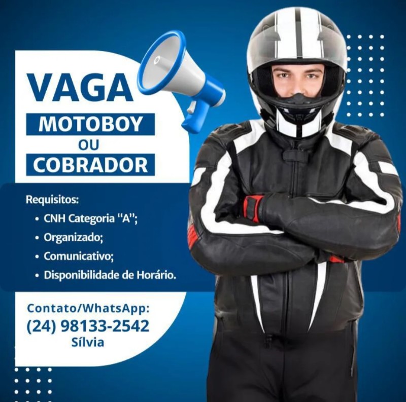 1 Vaga de emprego para Motoboy Ou Cobrador na Cidade Rio de Janeiro em 22/09