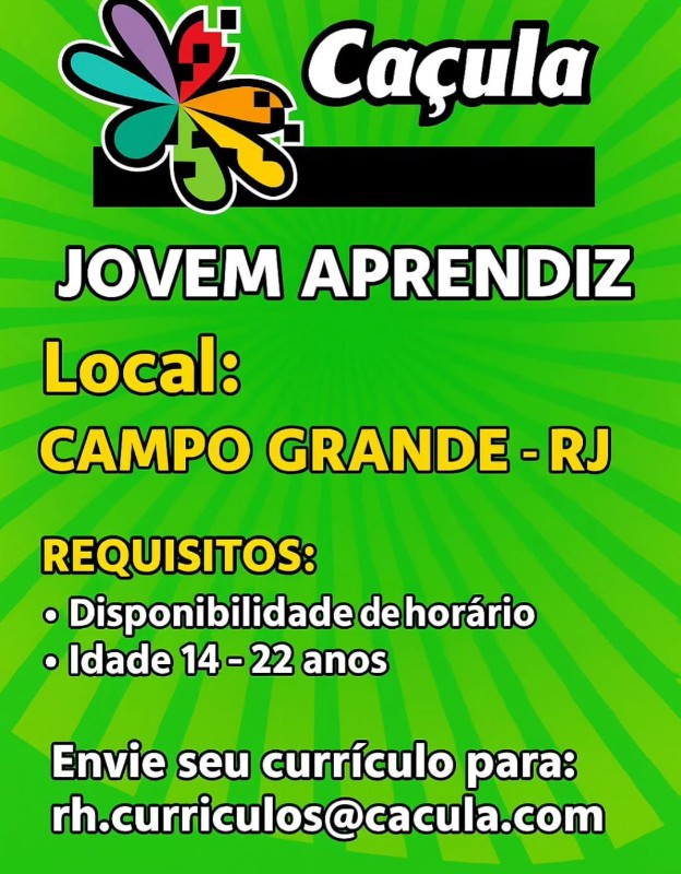 1 Vaga de emprego para Jovem Aprendiz na empresa Caçula em 24/09
