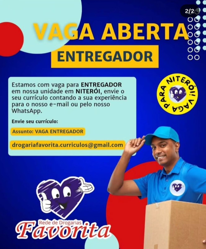 1 Vaga de emprego para Entregador na empresa Rede de Drogarias Favorita em 24/09