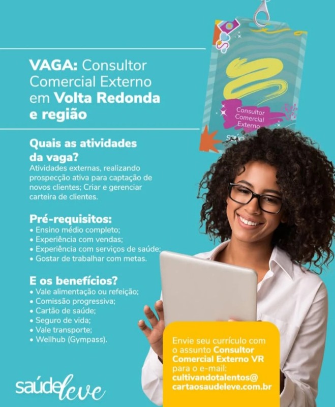 1 Vaga de emprego para Consultor Comercial Externo na empresa Saúde Leve em 24/09