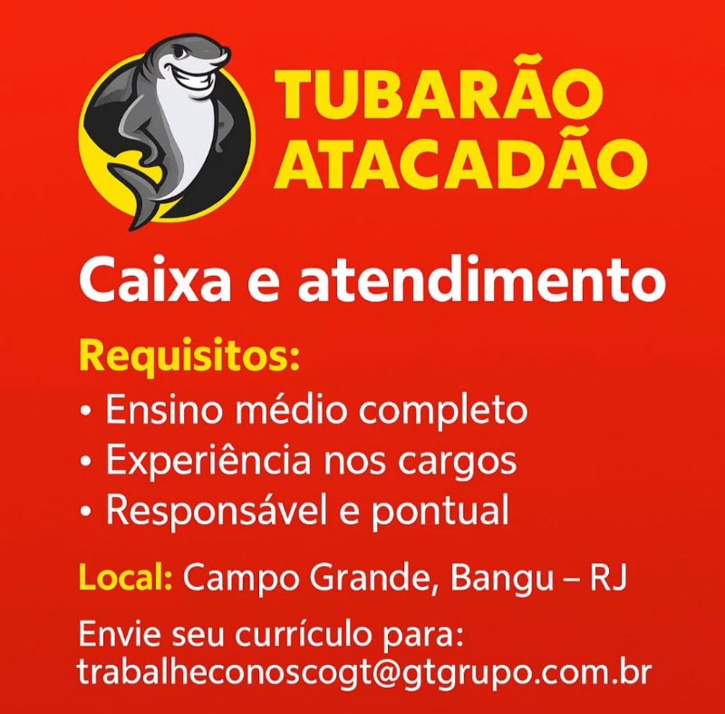 2 Vagas de emprego para Caixa, Atendimento na empresa Tubarão Atacadão em 25/09