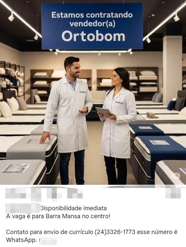 2 Vagas de emprego para Vendedor, Vendedora na empresa Ortobom em 25/09