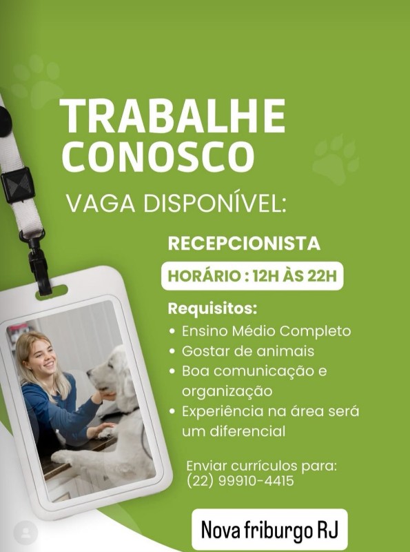 1 Vaga de emprego para Recepcionista na Cidade Nova Friburgo em 26/09