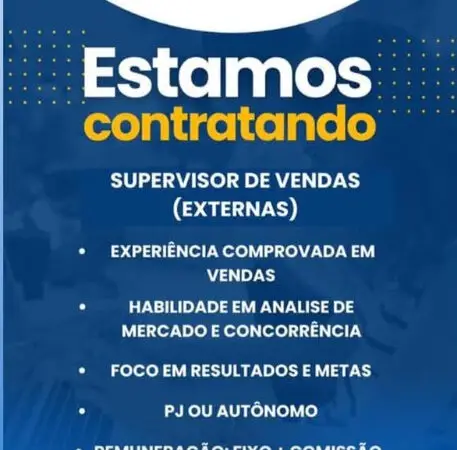 1 Vaga de emprego para Supervisor De Vendas Externas na empresa Clínica Medical Odonto em 06/09