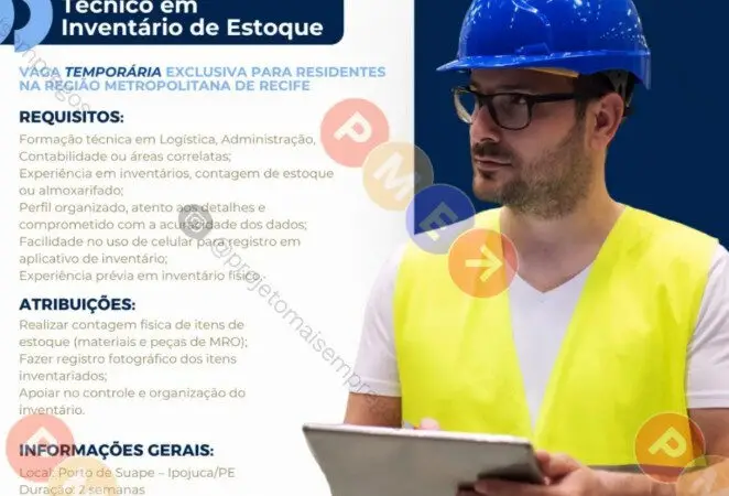 1 Vaga de emprego para Técnico De Inventário De Estoque na empresa M1 Engenharia em 06/09