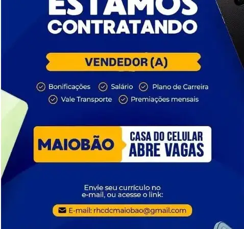 1 Vaga de emprego para Vendedor na empresa Casa do Celular em 06/09