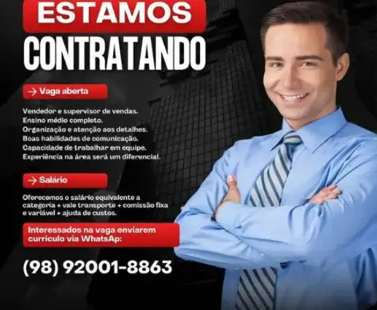 1 Vaga de emprego para Vendedor Supervisor De Vendas sem experiência no Segmento comercial em 08/09