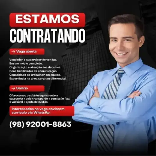 1 Vaga de emprego para Vendedor Supervisor De Vendas sem experiência no Segmento comercial em 08/09