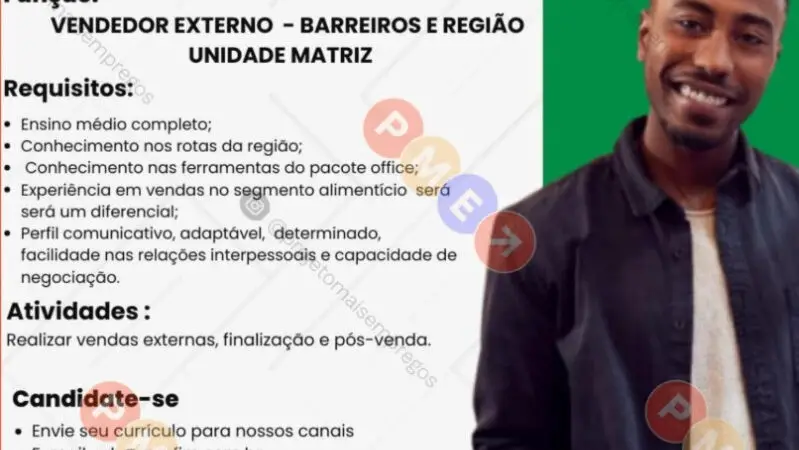 1 Vaga de emprego para Vendedor Externo sem experiência na empresa Marfim em 08/09