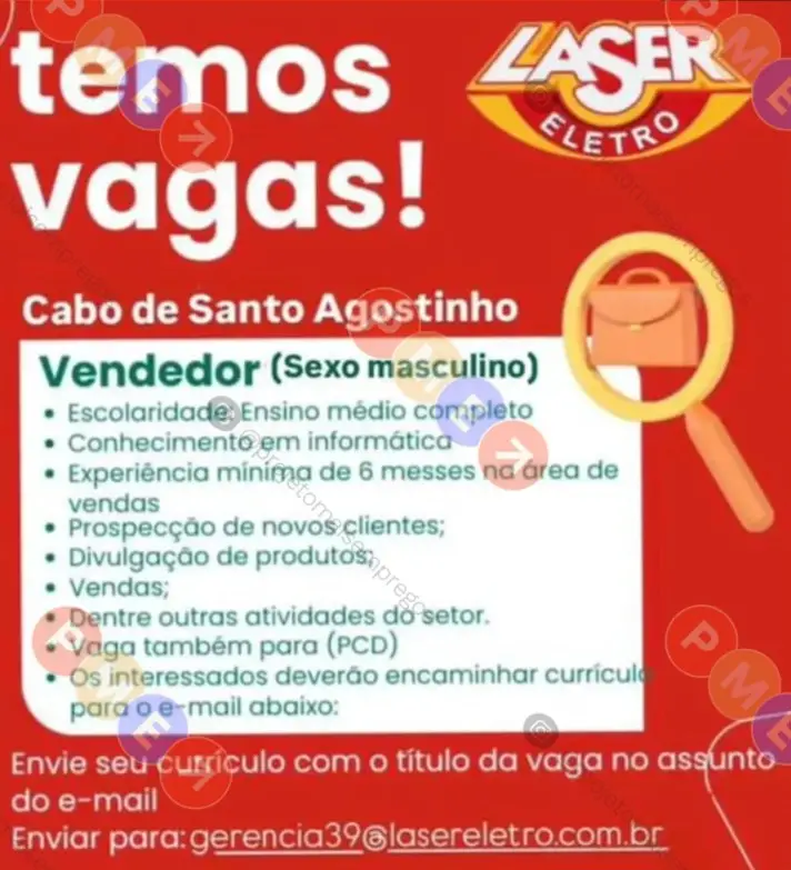1 Vaga de emprego para Vendedor na empresa Laser Distribuidora em 06/09