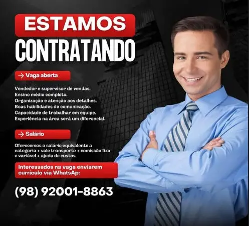 1 Vaga de emprego para Vendedor sem experiência no Segmento comercial em 06/09