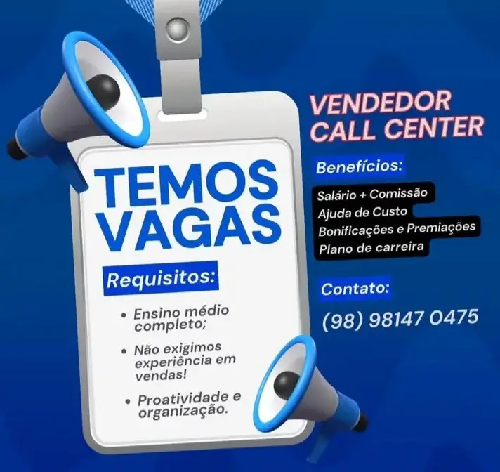 1 Vaga de emprego para Vendedor sem experiência no Segmento de Call Center em 06/09