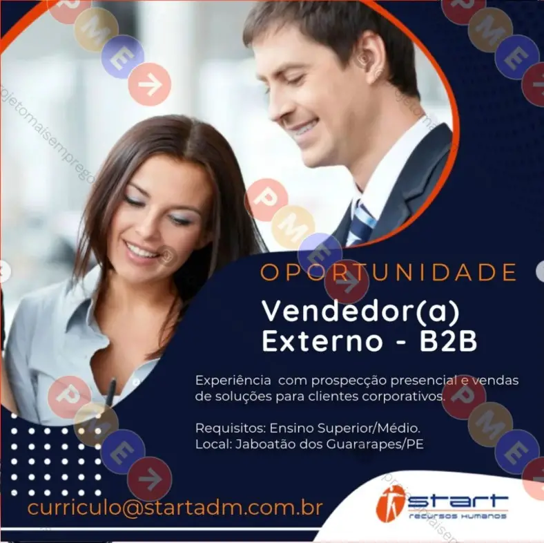 1 Vaga de emprego para Vendedor Externo B2b na empresa Start Recursos Humanos em 06/09