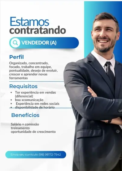 1 Vaga de emprego para Vendedor sem experiência na empresa Segmento comercial em 06/09