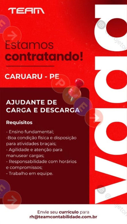 1 Vaga de emprego para Ajudante De Carga E Descarga sem experiência na empresa Team em 27/09