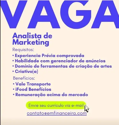 1 Vaga de emprego para Analista no Segmento de Marketing em 09/09