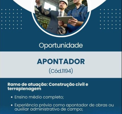 1 Vaga de emprego para Apontador De Obras na empresa Dexo em 08/09