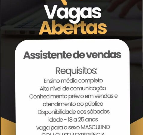 1 Vaga de emprego para Assistente De Vendas Masculino sem experiência no Segmento comercial em 11/09