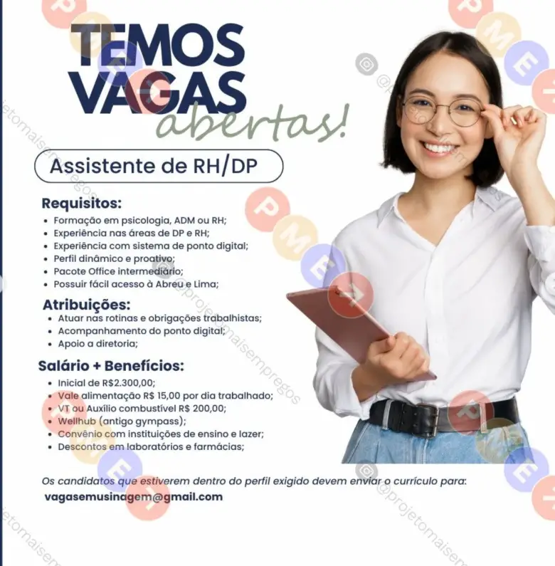 1 Vaga de emprego para Assistente no Segmento de RH em 09/09
