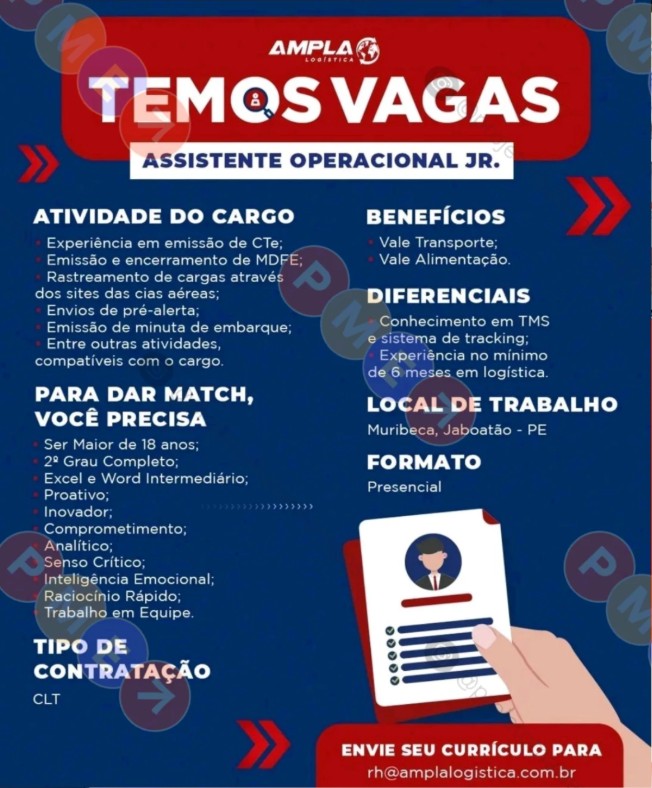 1 Vaga de emprego para Assistente Operacional Júnior na empresa Ampla em 26/09