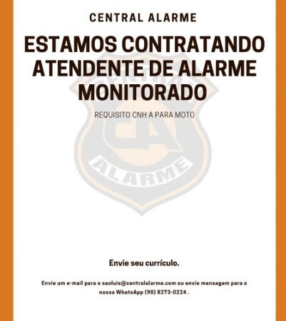 1 Vaga de emprego para Atendente De Alarme Monitorado sem experiência na empresa Central Alarme em 10/09