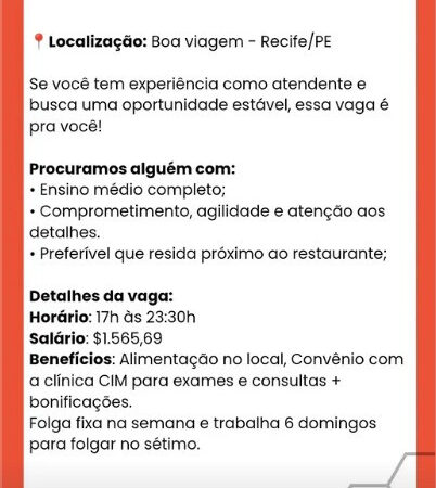 1 Vaga de emprego para Atendente De Pizzaria no Segmento alimentício em 09/09