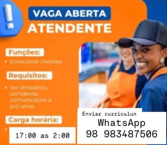 1 Vaga de emprego para Atendente sem experiência no Segmento alimentício em 12/09