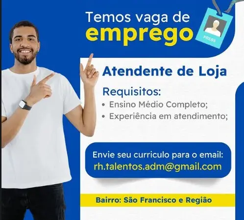 1 Vaga de emprego para Atendente no Segmento comercial em 10/09