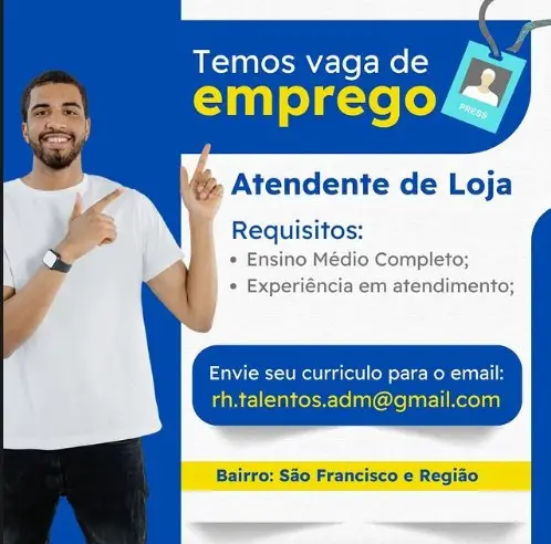 1 Vaga de emprego para Atendente no Segmento comercial em 10/09