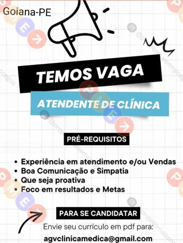 1 Vaga de emprego para Atendente no Segmento de clínica em 27/09