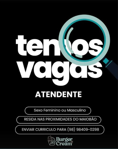 1 Vaga de emprego para Atendente sem experiência na empresa Restaurante Burger Cream em 12/09