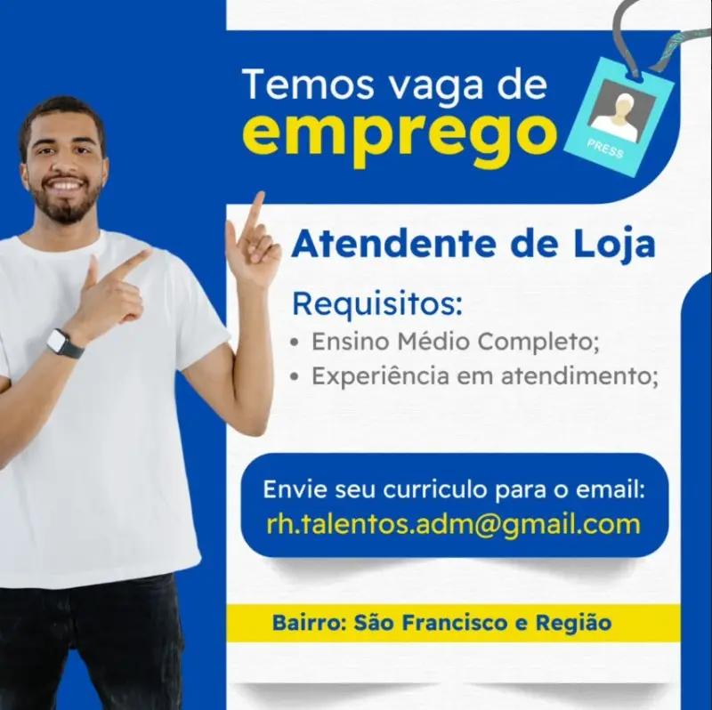 1 Vaga de emprego para Atendente no Segmento comercial em 11/09
