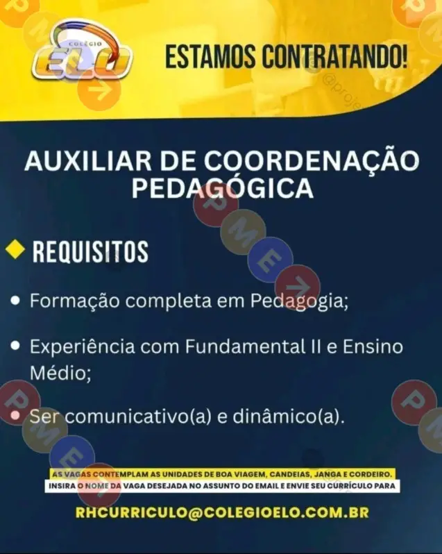 1 Vaga de emprego para Auxiliar De Coordenação Pedagógica na empresa Colégio Elo em 09/09