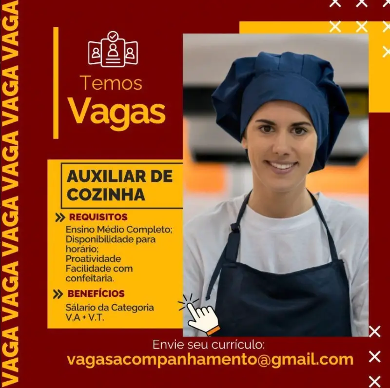 1 Vaga de emprego para Auxiliar De Cozinha sem experiência no Segmento alimentício em 10/09