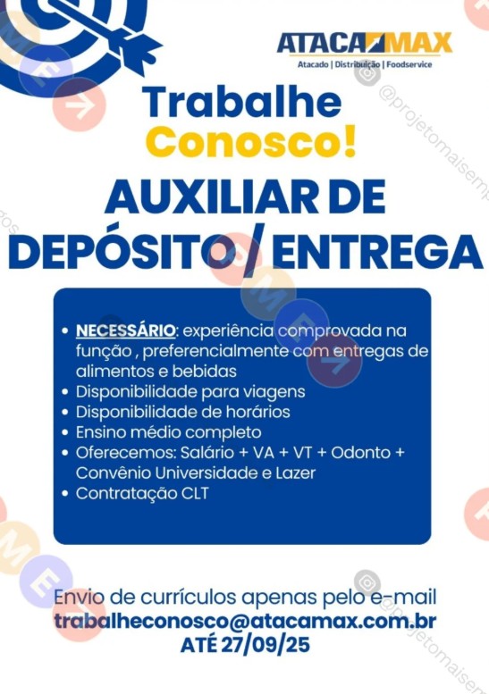 1 Vaga de emprego para Auxiliar De Depósito na empresa Ataca Max em 24/09