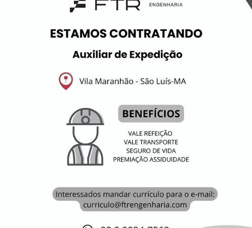 1 Vaga de emprego para Auxiliar De Expedição na empresa FTR Engenharia em 10/09
