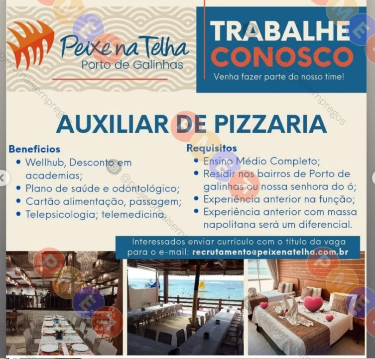 1 Vaga de emprego para Auxiliar De Pizzaria no Segmento de hotel em 18/09