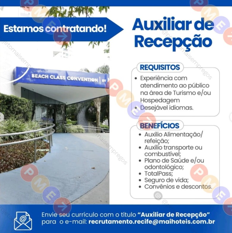 1 Vaga de emprego para Auxiliar De Recepção na empresa Mai Hotéis em 24/09