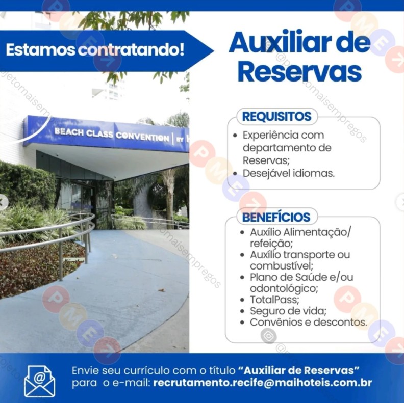 1 Vaga de emprego para Auxiliar De Reservas na empresa Mai Hotéis em 19/09