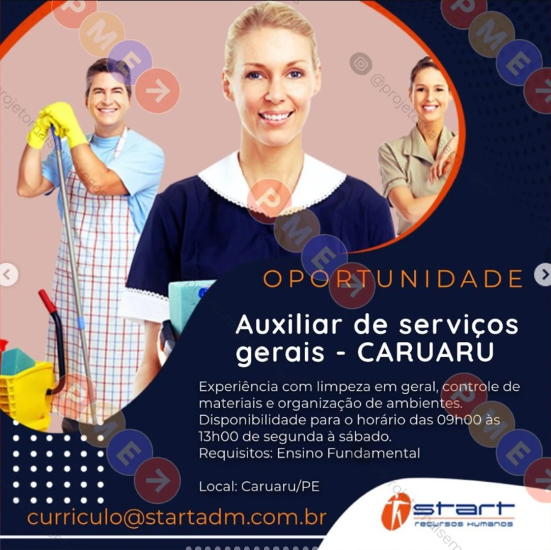 1 Vaga de emprego para Auxiliar De Serviços Gerais na empresa Start Recursos Humanos em 18/09