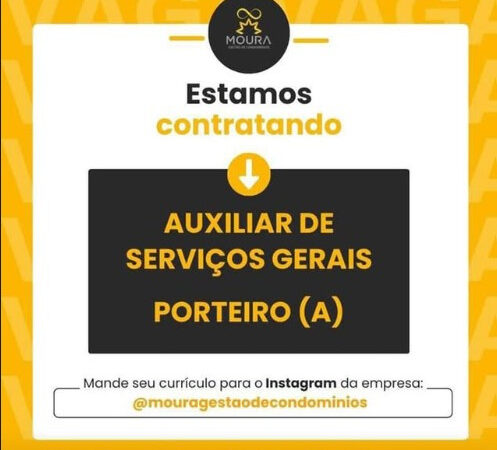 1 Vaga de emprego para Auxiliar De Serviços Gerais, Porteiro na empresa Moura Gestão de Condomínios em 10/09