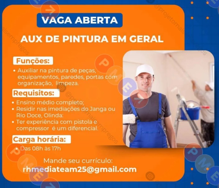 1 Vaga de emprego para Auxiliar sem experiência no Segmento de pintura em 25/09
