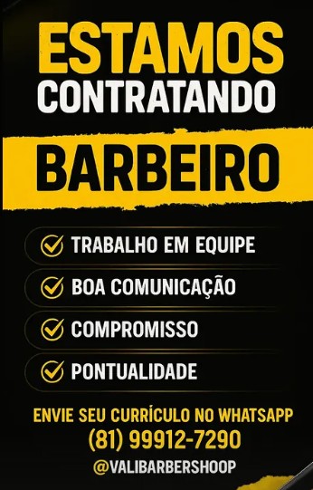 1 Vaga de emprego para Barbeiro sem experiência na empresa Vali Barber Shop em 27/09