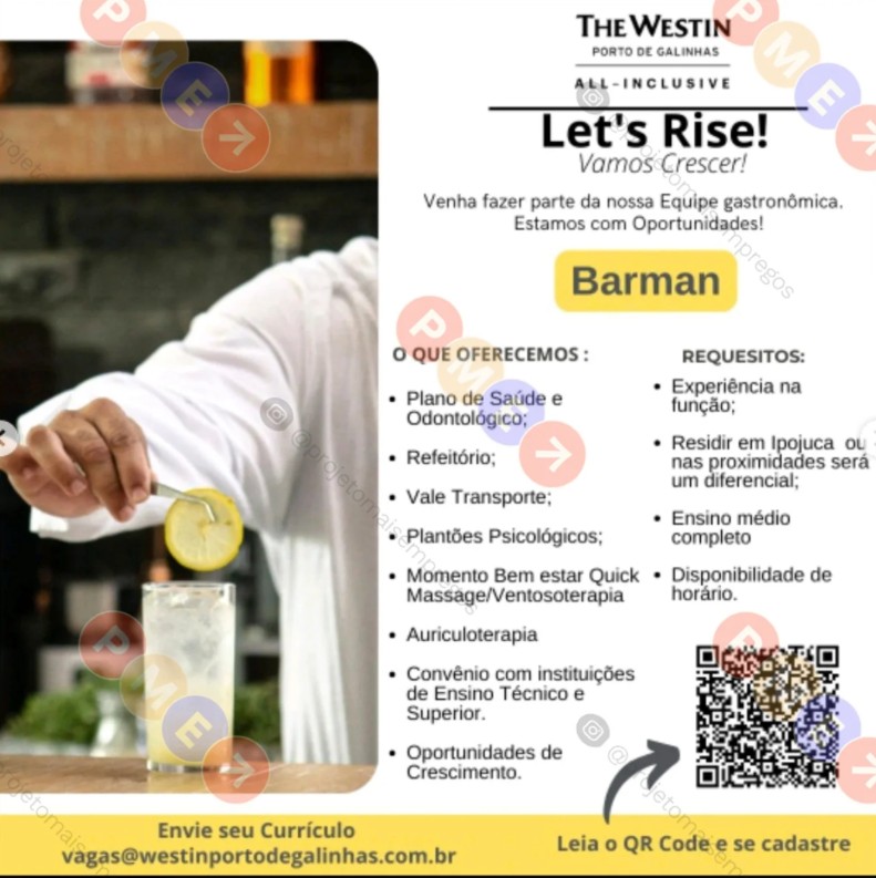 1 Vaga de emprego para Barman na empresa Hotel The Westin em 25/09