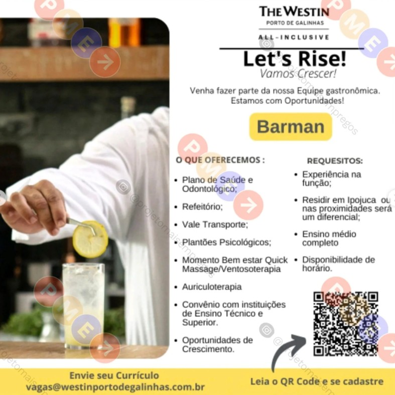 1 Vaga de emprego para Barman na empresa Hotel The Westin em 24/09