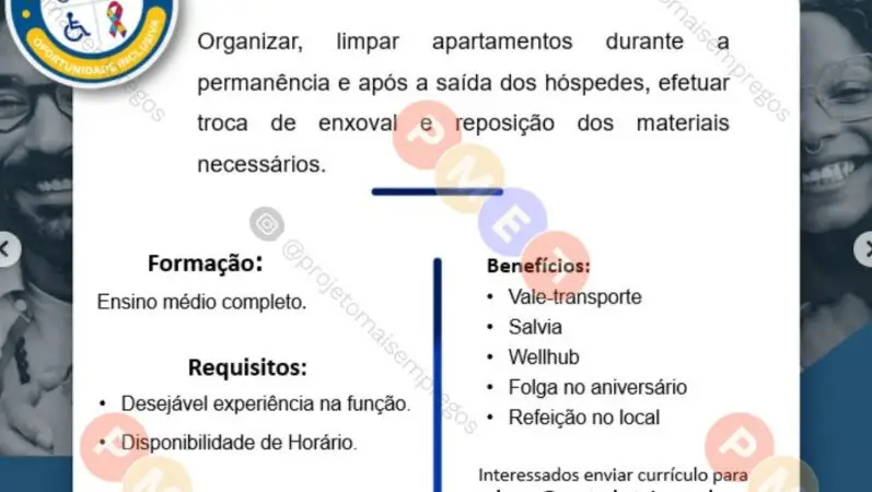 1 Vaga de emprego para Camareiro sem experiência na empresa Hotel Mar em 09/09